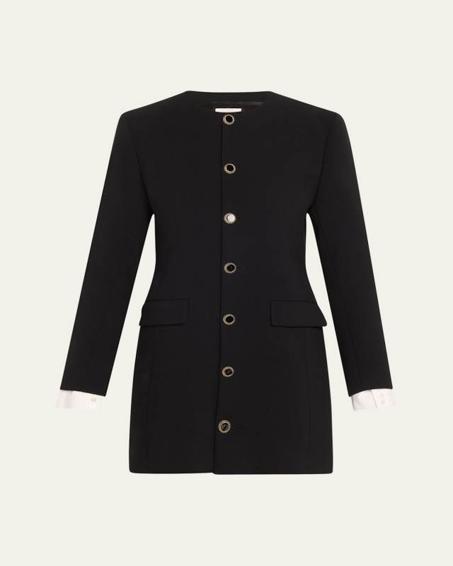 Button-Front Mini Suiting Dress